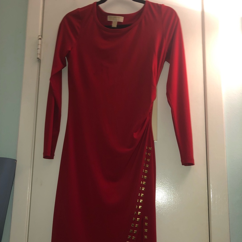 Red Michael Kors dress.